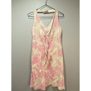Vintage Gap Pink Floral Empire V-neck Halter Dress Women's Size 6